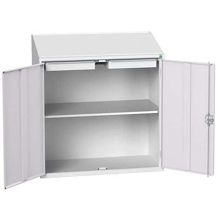 Skříň s šikmým pultem Bott Verso Economy, 113 x 105 x 55 cm, 2 police, 1 zásuvka, šedá-šedá