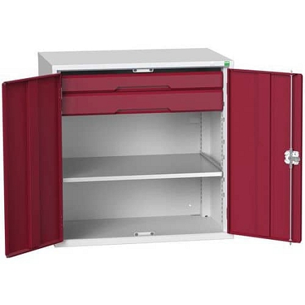 Dílenská skříň policová Bott Verso, 200 x 130 x 55 cm, 4 police, šedá-červená