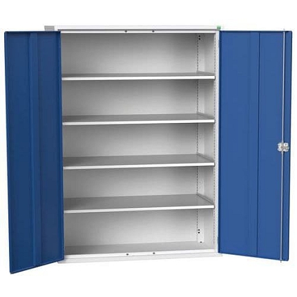 Dílenská skříň policová Bott Verso, 200 x 130 x 55 cm, 4 police, šedá-modrá