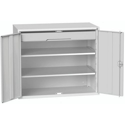 Dílenská skříň se zásuvkami Bott Verso, 100 x 130 x 55 cm, 2 police, 1 zásuvka, šedá-šedá