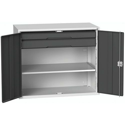 Dílenská skříň se zásuvkami Bott Verso, 100 x 130 x 55 cm, 1 police, 2 zásuvky, šedá-antracit