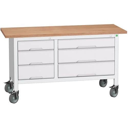 Mobilní dílenský stůl Bott Verso Storage, 150 x 60 x 83 cm, multiplex, 3 zásuvek, šedá-šedá