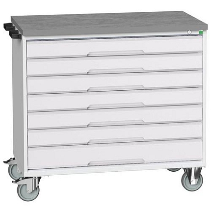 Mobilní pracovní stůl se zásuvkami Bott Verso, 98 x 105 x 60 cm, 7 zásuvek, linoleum, šedá-šedá