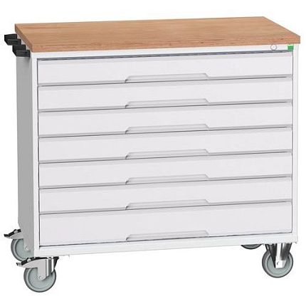 Mobilní pracovní stůl se zásuvkami Bott Verso, 98 x 105 x 60 cm, 7 zásuvek, multiplex, šedá-šedá