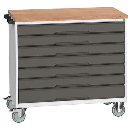 Mobilní pracovní stůl se zásuvkami Bott Verso, 98 x 105 x 60 cm, 7 zásuvek, multiplex, šedá-antracit