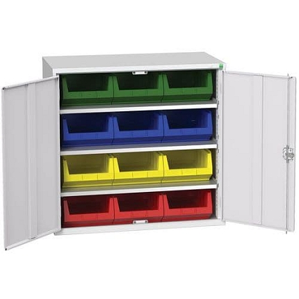 Skříň Bott Verso s boxy, 100 x 105 x 55 cm, 3 police, 12 boxů, šedá-šedá