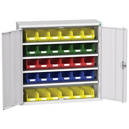 Skříň Bott Verso s boxy, 100 x 105 x 35 cm, 4 police, 30 boxů, šedá-šedá