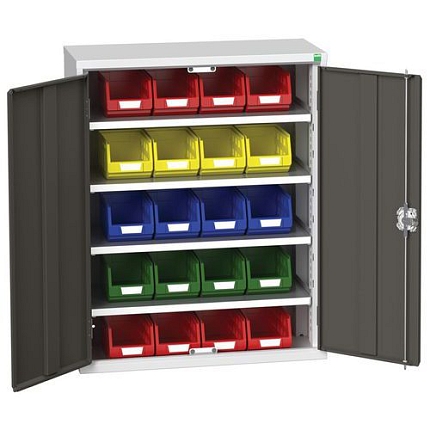 Skříň Bott Verso s boxy, 100 x 80 x 35 cm, 4 police, 20 boxů, šedá-antracit