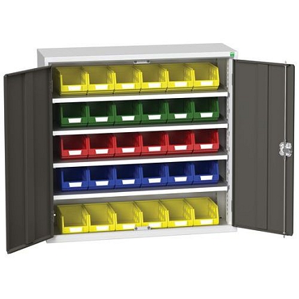 Skříň Bott Verso s boxy, 100 x 105 x 35 cm, 4 police, 30 boxů, šedá-antracit