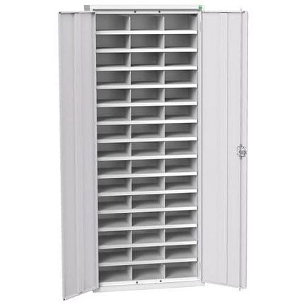 Kovová dílenská skříň Bott Verso s přihrádkami, 200 x 80 x 35 cm, 45 přihrádek, šedá-šedá