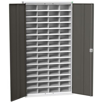 Kovová dílenská skříň Bott Verso s přihrádkami, 200 x 105 x 35 cm, 60 přihrádek, šedá-antracit