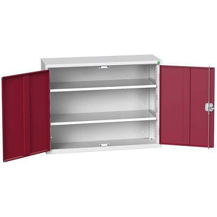 Dílenská skříň policová Bott Verso, 80 x 105 x 35 cm, 2 police, šedá-červená