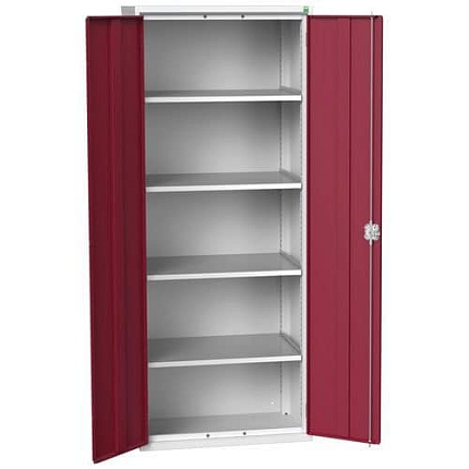 Dílenská skříň policová Bott Verso, 200 x 80 x 55 cm, 4 police, šedá-červená