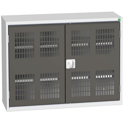 Dílenská skříň policová Bott Verso, drátěné dveře, 80 x 105 x 35 cm, 2 police, šedá-antracit