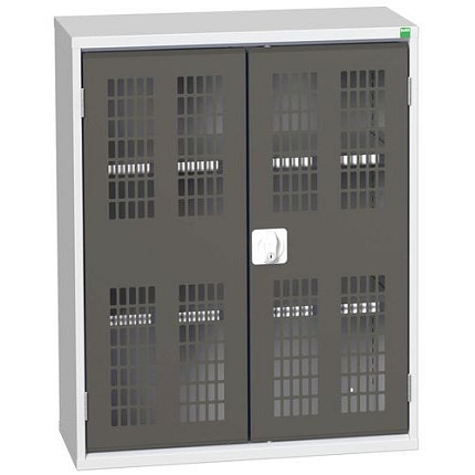 Dílenská skříň policová Bott Verso, drátěné dveře, 100 x 80 x 35 cm, 2 police, šedá-antracit