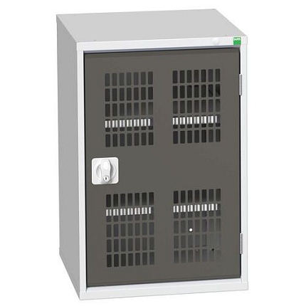 Dílenská skříň policová Bott Verso, drátěné dveře, 80 x 52,5 x 55 cm, 2 police, šedá-antracit