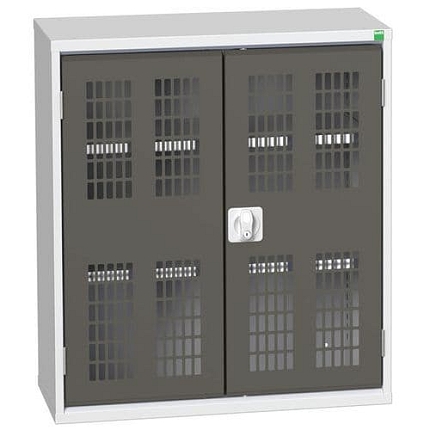 Dílenská skříň policová Bott Verso, drátěné dveře, 90 x 80 x 35 cm, 2 police, šedá-antracit