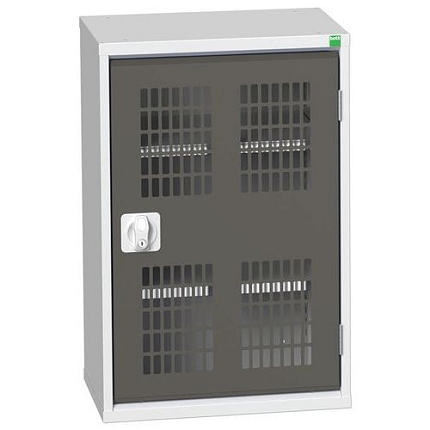 Dílenská skříň policová Bott Verso, drátěné dveře, 80 x 52,5 x 35 cm, 2 police, šedá-antracit