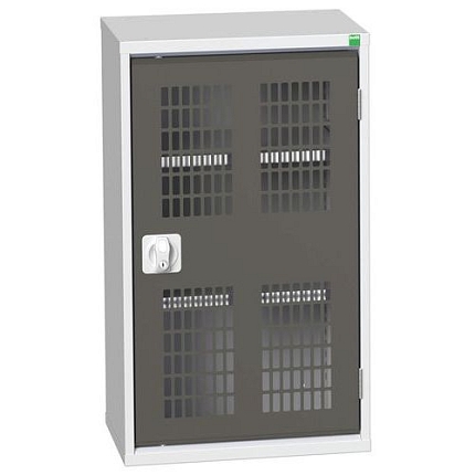 Dílenská skříň policová Bott Verso, drátěné dveře, 90 x 52,5 x 35 cm, 2 police, šedá-antracit