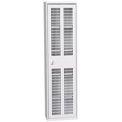 Dílenská skříň policová Bott Verso, drátěné dveře, 200 x 52,5 x 35 cm, 4 police, šedá-šedá