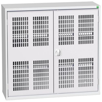 Dílenská skříň policová Bott Verso, drátěné dveře, 100 x 105 x 35 cm, 2 police, šedá-šedá