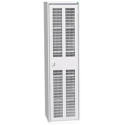 Dílenská skříň policová Bott Verso, drátěné dveře, 200 x 52,5 x 55 cm, 4 police, šedá-šedá