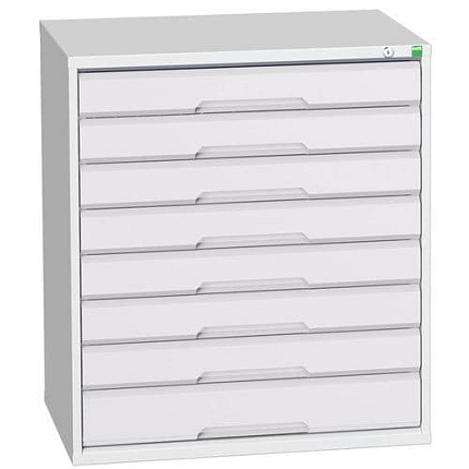 Dílenská zásuvková skříň Bott Verso, 90 x 80 x 55 cm, 8 zásuvek, šedá-šedá