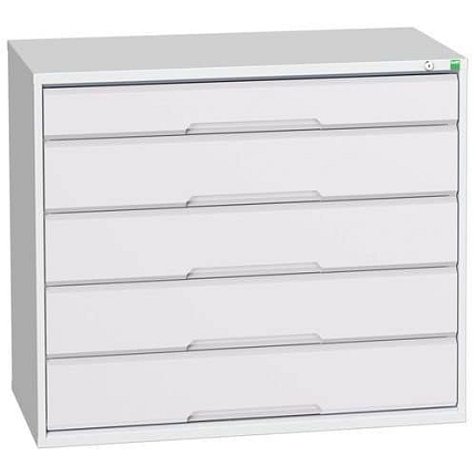 Dílenská zásuvková skříň Bott Verso, 90 x 105 x 55 cm, 5 zásuvek, šedá-šedá