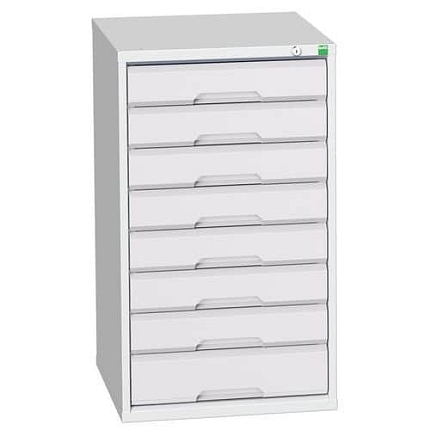 Dílenská zásuvková skříň Bott Verso, 90 x 52,5 x 55 cm, 8 zásuvek, šedá-šedá