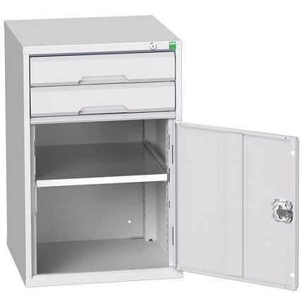 Dílenská zásuvková skříň Bott Verso, 80 x 52,5 x 55 cm, 2 zásuvky, 1 skříňka, šedá-šedá