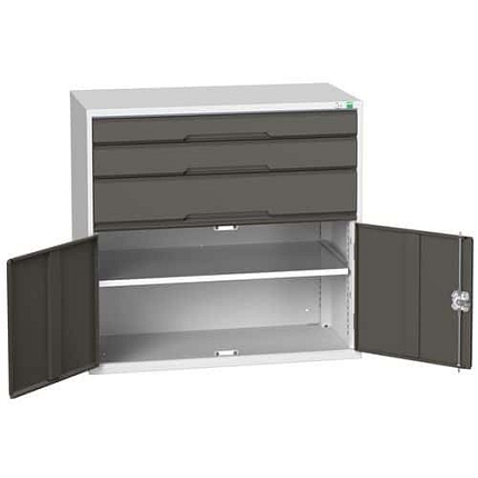 Dílenská zásuvková skříň Bott Verso, 100 x 105 x 55 cm, 3 zásuvky, 1 skříňka, šedá-antracit