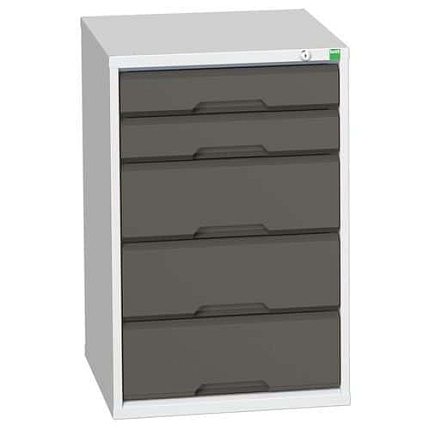 Dílenská zásuvková skříň Bott Verso, 80 x 52,5 x 55 cm, 5 zásuvek, šedá-antracit