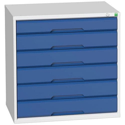 Dílenská zásuvková skříň Bott Verso, 80 x 80 x 55 cm, 6 zásuvek, šedá-modrá