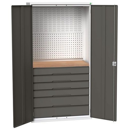 Dílenská skříň se zásuvkami Bott Verso, 200 x 105 x 55 cm, 6 zásuvek, šedá-antracit