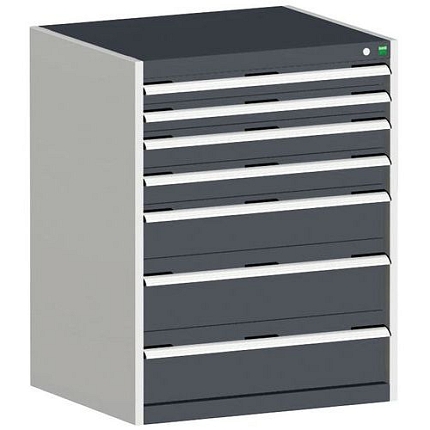 Dílenská zásuvková skříň Bott Cubio, 100 x 80 x 65 cm, 7 zásuvek, šedá-antracit