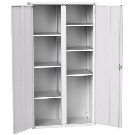 Kovová skříň pro údržbu Bott Verso, 200 x 105 x 55 cm, 6 polic, šedá-šedá