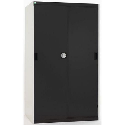 Dílenská skříň s posuvnými dveřmi, 160 x 105 x 52,5 cm, 3 police, šedá-antracit