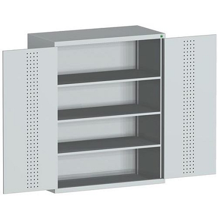 Dílenská skříň Bott Cubio 160, 160 x 130 x 65 cm, perfo dveře, šedá-šedá