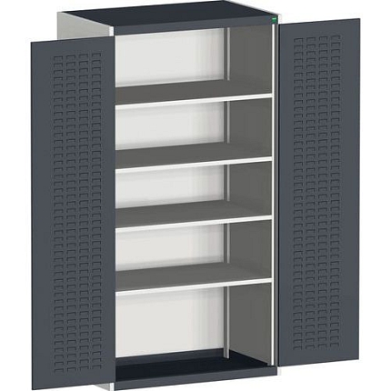 Dílenská skříň Bott Cubio, 200 x 105 x 65 cm, perfo dveře, šedá-antracit