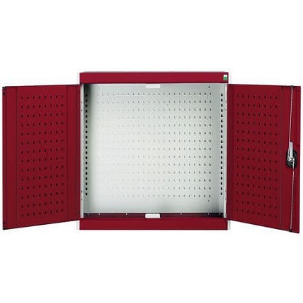 Závěsná skříňka Bott Cubio, zadní panel typu perfo, 100 x 105 x 32,5 cm, šedá-červená