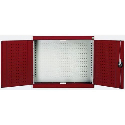 Závěsná skříňka Bott Cubio, zadní panel typu perfo, 70 x 80 x 32,5 cm, šedá-červená
