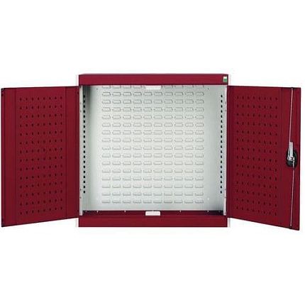 Závěsná skříňka Bott Cubio, zadní panel typu louvre, 100 x 105 x 32,5 cm , šedá-červená