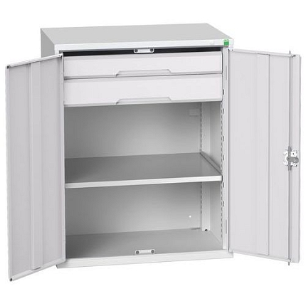 Dílenská skříň se zásuvkami Bott Verso, 100 x 80 x 55 cm, 1 police, 2 zásuvky, šedá-šedá