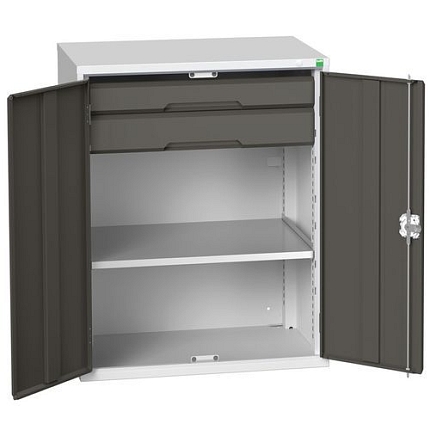 Dílenská skříň se zásuvkami Bott Verso, 100 x 80 x 55 cm, 1 police, 2 zásuvky, šedá-antracit