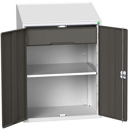 Skříňka s psacím pultem Bott Verso, 113 x 80 x 55 cm, 1 police, 1 zásuvka, šedá-antracit