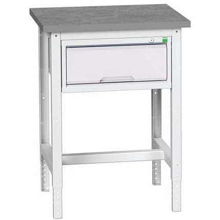 Dílenský stůl Bott Verso, 78-93 x 70 x 60 cm, 1 zásuvka, linoleum, šedá-šedá