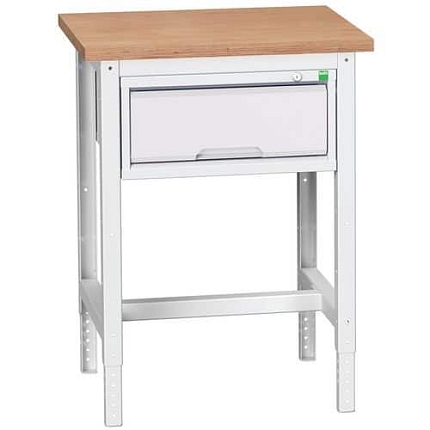 Dílenský stůl Bott Verso, 78-93 x 70 x 60 cm, 1 zásuvka, multiplex, šedá-šedá