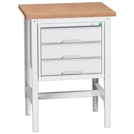 Dílenský stůl Bott Verso, 78-93 x 70 x 60 cm, 3 zásuvky, multiplex, šedá-šedá