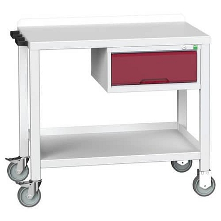 Mobilní dílenský stůl Bott Verso Weld, 91 x 100 x 60 cm, 1 zásuvka, ocel, šedá-červená