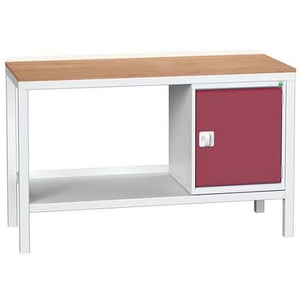 Dílenský stůl Bott Verso Weld, 93 x 150 x 60 cm, 1 skříňka, multiplex, šedá-červená